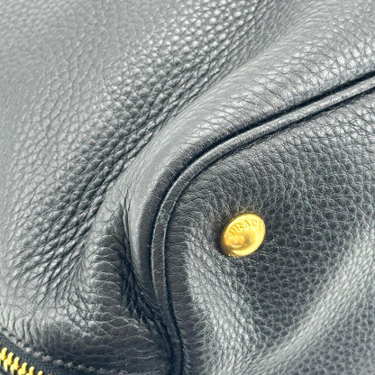 Prada Side Zip Convertible Vitello Daino, Black, Leather, Tote Bag