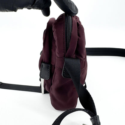 Prada Technical Zip Tessuto, Burgundy, Nylon, Crossbody Bag