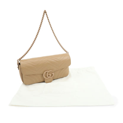 Gucci GG Marmont Monochrome Chain Matelasse Leather, Beige, Leather, Crossbody Bag