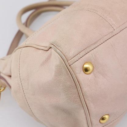 Miu Miu Vitello Lux Ring Satchel Leather, Pink, Leather, Handbag