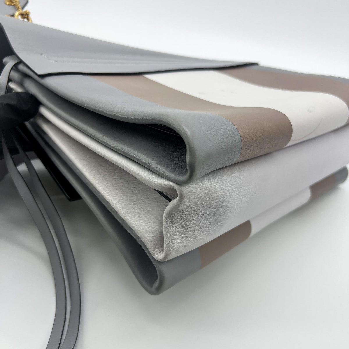 Valentino Garavani VRing Leather, Gray, Calfskin, Shoulder Bag