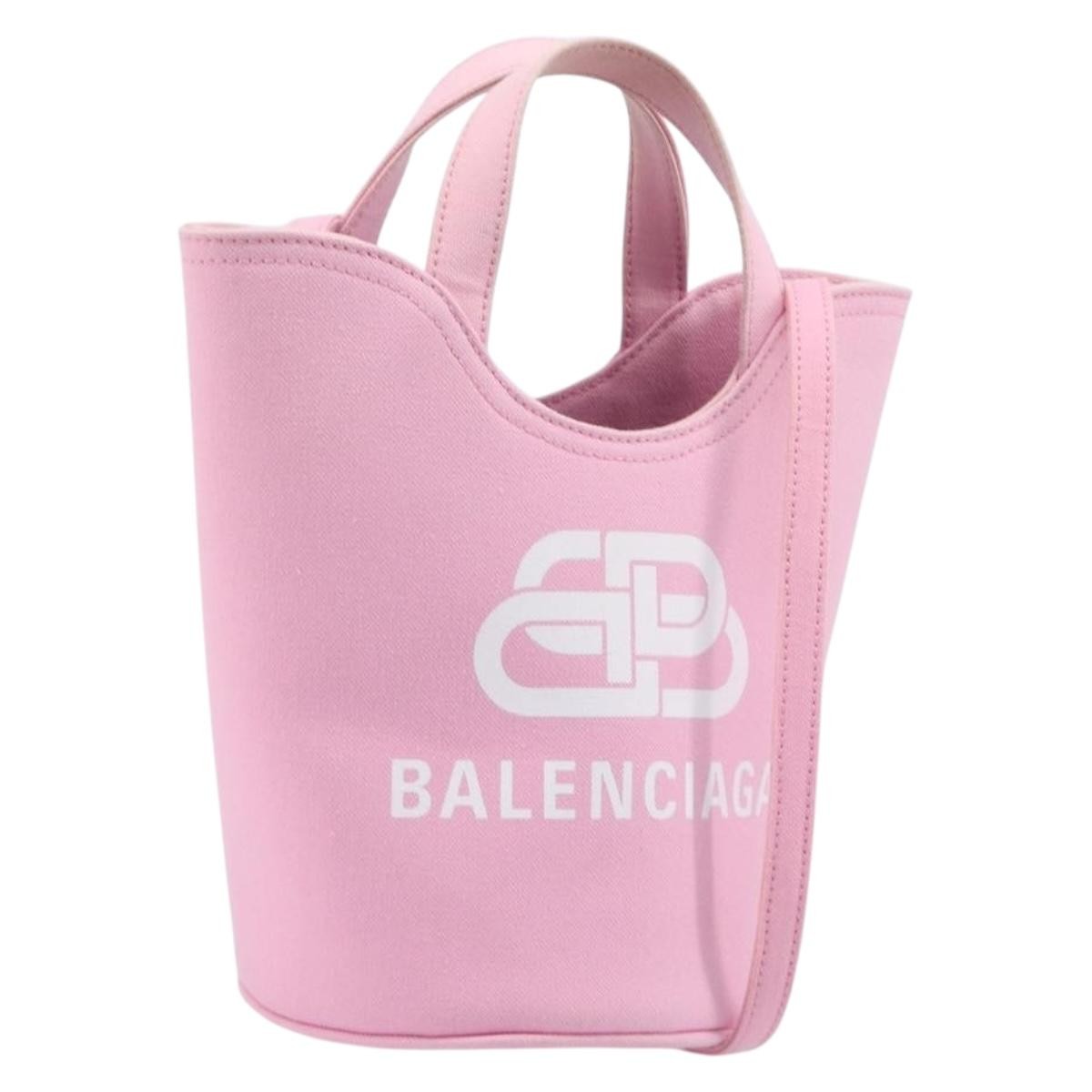 Balenciaga Wave Bucket Printed Canvas, Pink, Canvas, Tote Bag