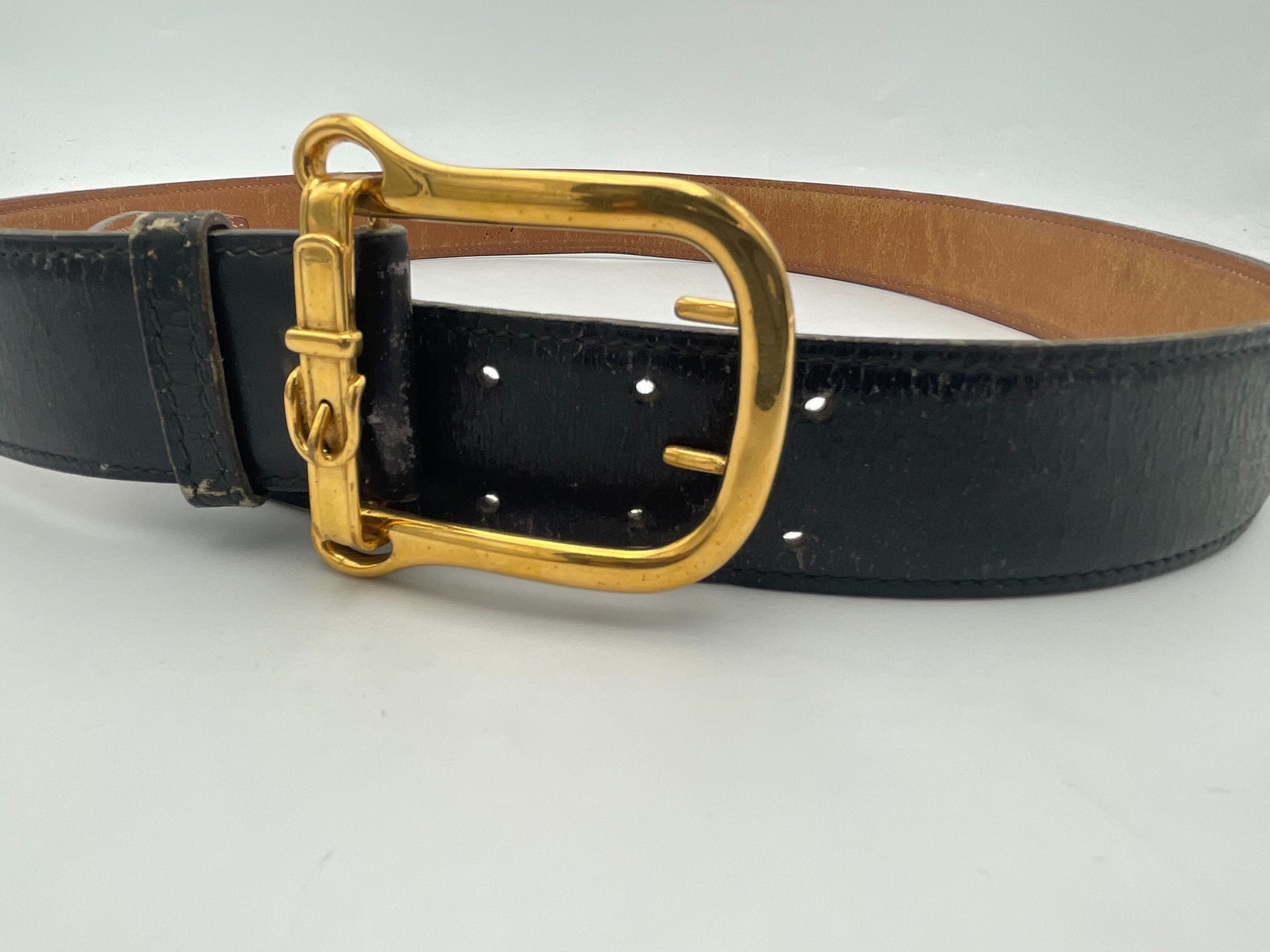 Hermes Buckle Belt Canvas, Black, Leather, Belt