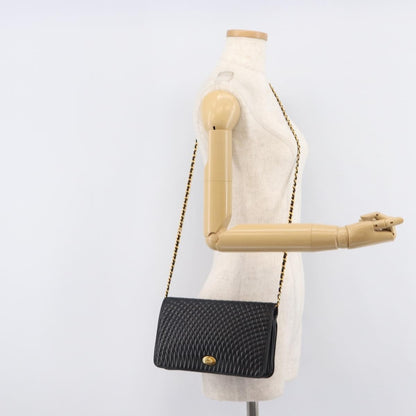 Bally Vintage Chain Quilted Leather, Black, Leather, Shoulder Bag