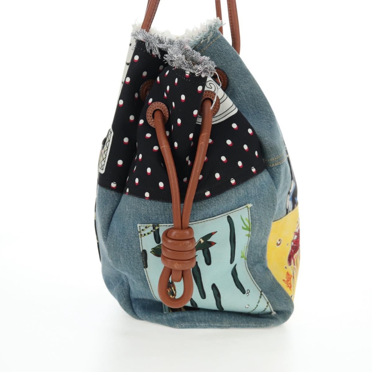 Loewe Paula's Ibiza Flamenco Knot Patchwork Denim and Leather, Multicolour, Denim, Tote Bag