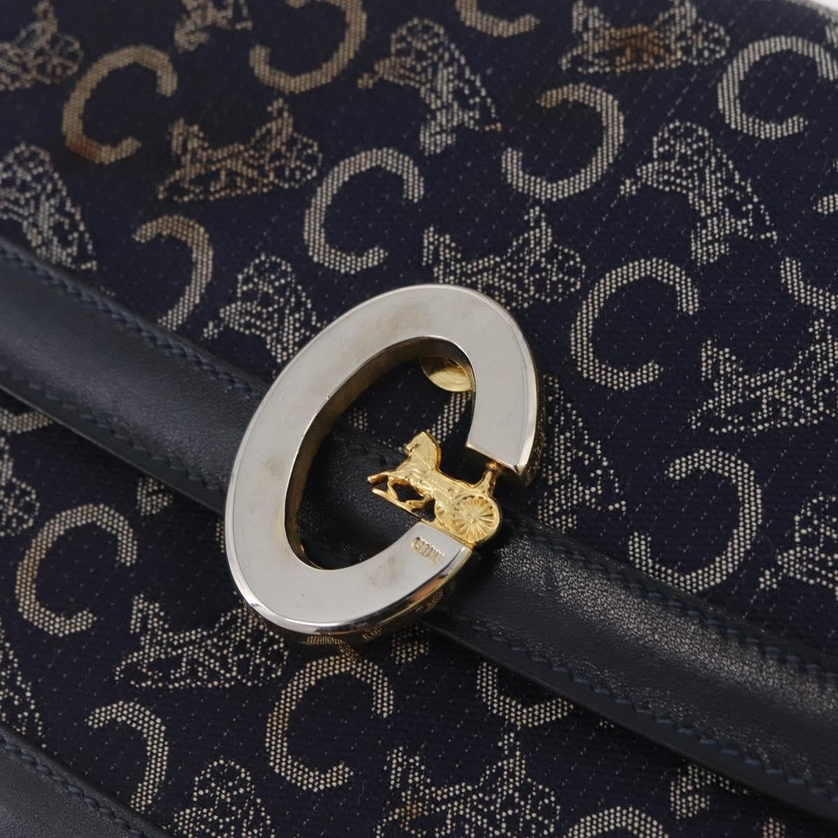 Celine C Sulky Horse carriage Canvas, Navy, Canvas, Handbag