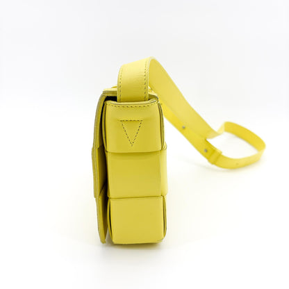 Bottega Veneta Cassette Maxi Intrecciato Leather, Yellow, Leather, Crossbody Bag