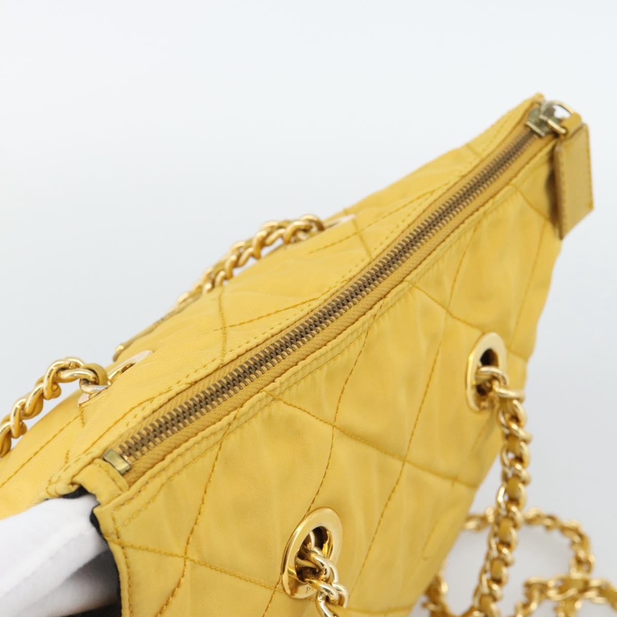 Prada Re-Edition 1995 Chain Quilted Re-Nylon, Yellow, Nylon, Tote Bag