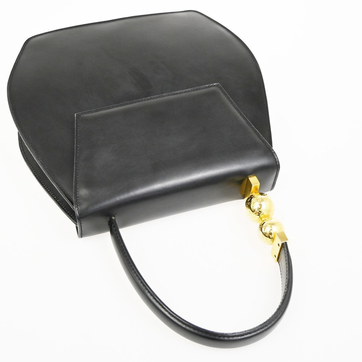 Celine Vintage Macadam Canvas, Black, Leather, Shoulder Bag