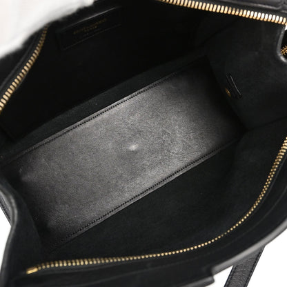 Saint Laurent Monogram Cabas Leather, Black, Calfskin, Tote Bag