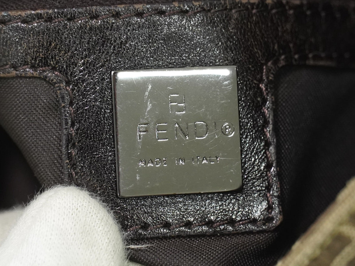 Fendi Zucchino Canvas Mamma Baguette Canvas, Brown, Canvas, Shoulder Bag