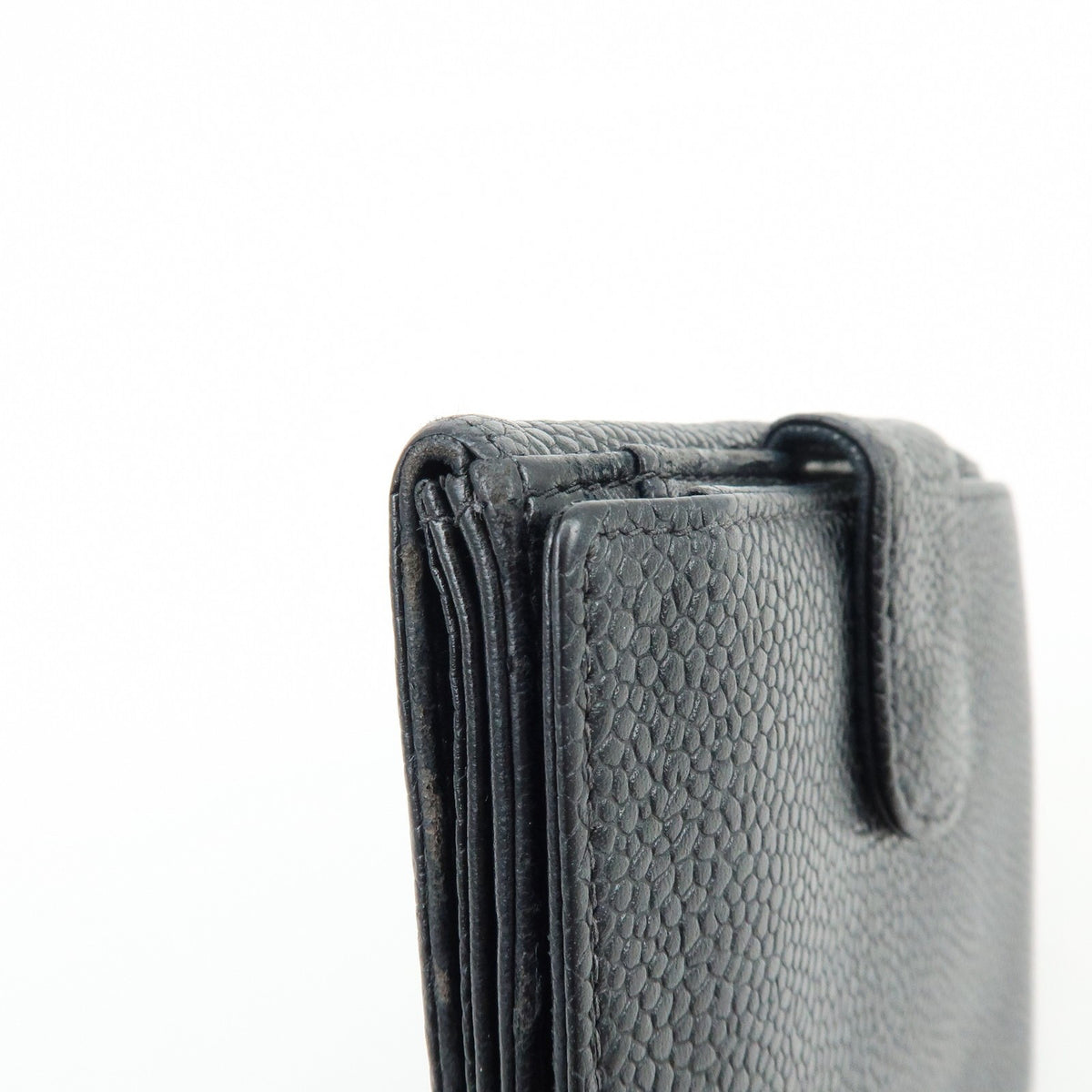 Chanel Vintage Timeless Bifold Caviar, Black, Leather, Wallet