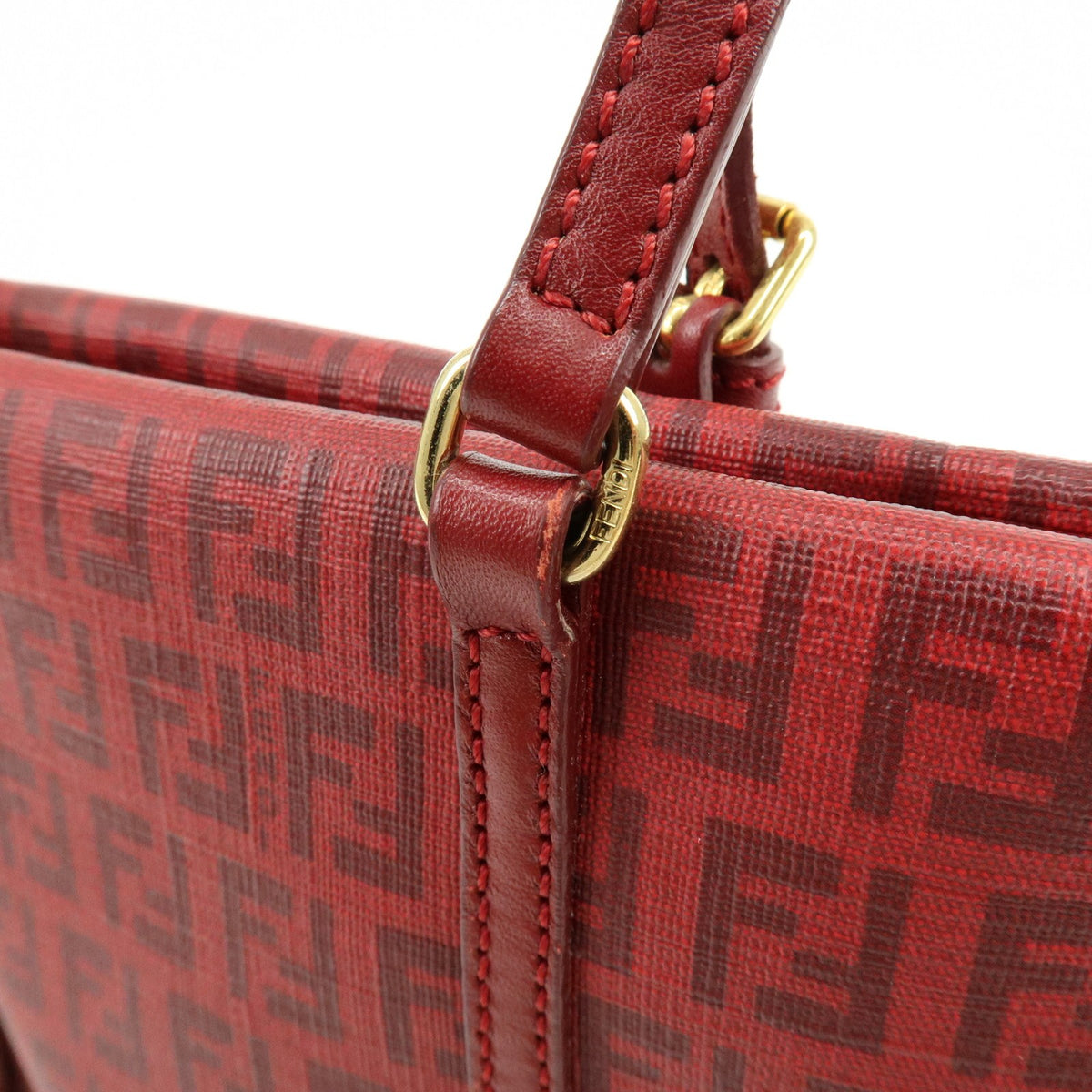 Fendi Superstar Zucchino Coated Canvas, Red, PVC, Tote Bag
