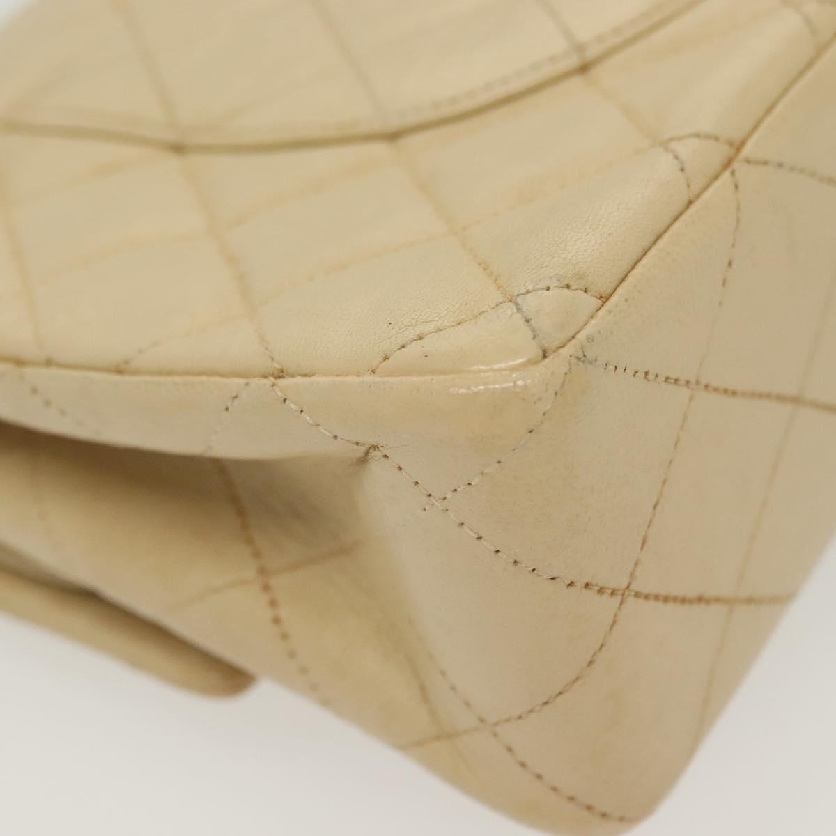 Chanel Vintage Square Classic Double Flap Bag Quilted Leather, BEIGE, LEATHER, Shoulder bag