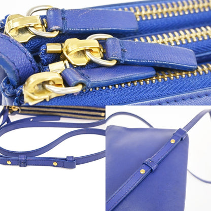 Celine Trio Leather, Blue, Leather, Shoulder Bag