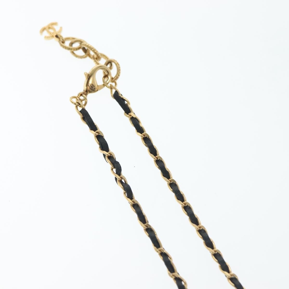 "Chanel CC Perfume Bottle Pendant Chain Long Metal with Leather, Crystals and Faux Pearl", Gold, Metal, Necklace