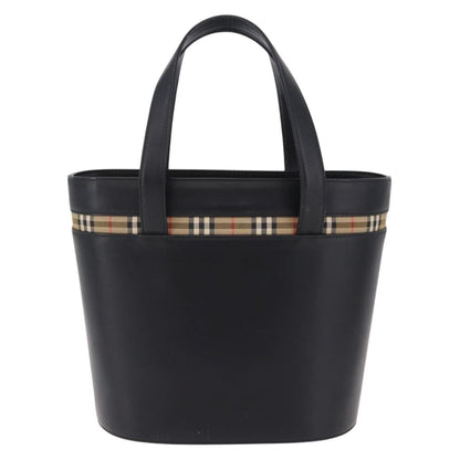 Burberry Nova Check Canvas and Leather, Black, Leather, Handbag