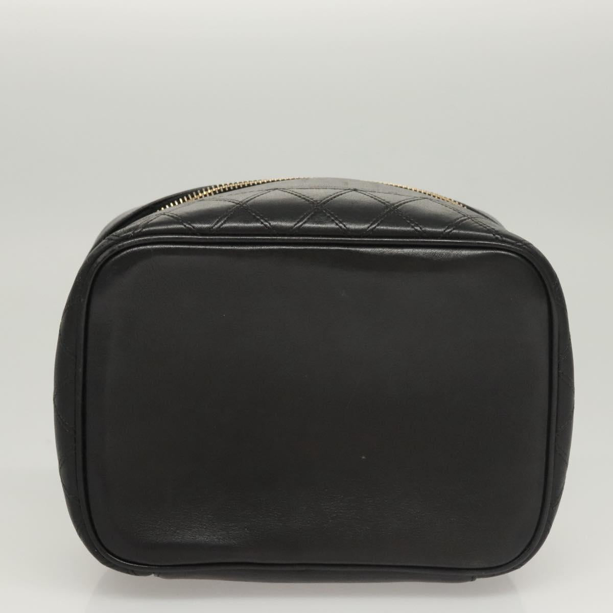 Chanel Vanity pouch Leather, BLACK, LEATHER, Handbag