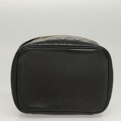 Chanel Vanity pouch Leather, BLACK, LEATHER, Handbag