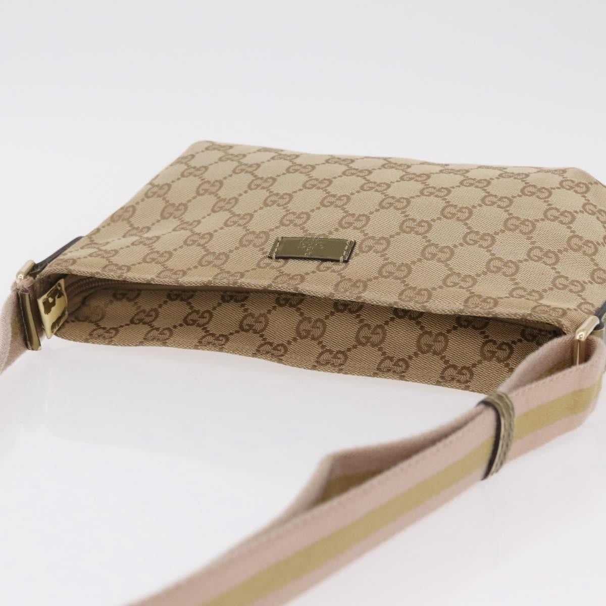 Gucci Web Strap Messenger GG Coated Canvas, Beige, Canvas, Handbag