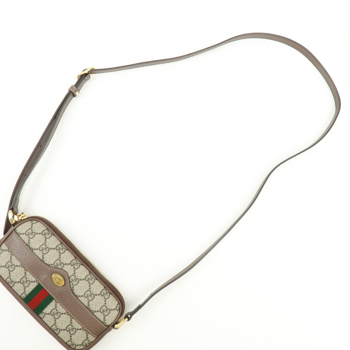 Gucci Ophidia GG Coated Canvas, Brown, Leather, Crossbody Bag