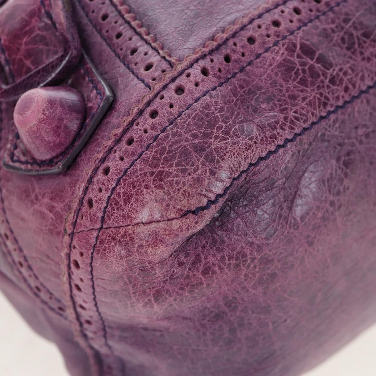 Balenciaga Covered Giant Brogues Day Hobo Leather, Purple, Leather, Shoulder Bag