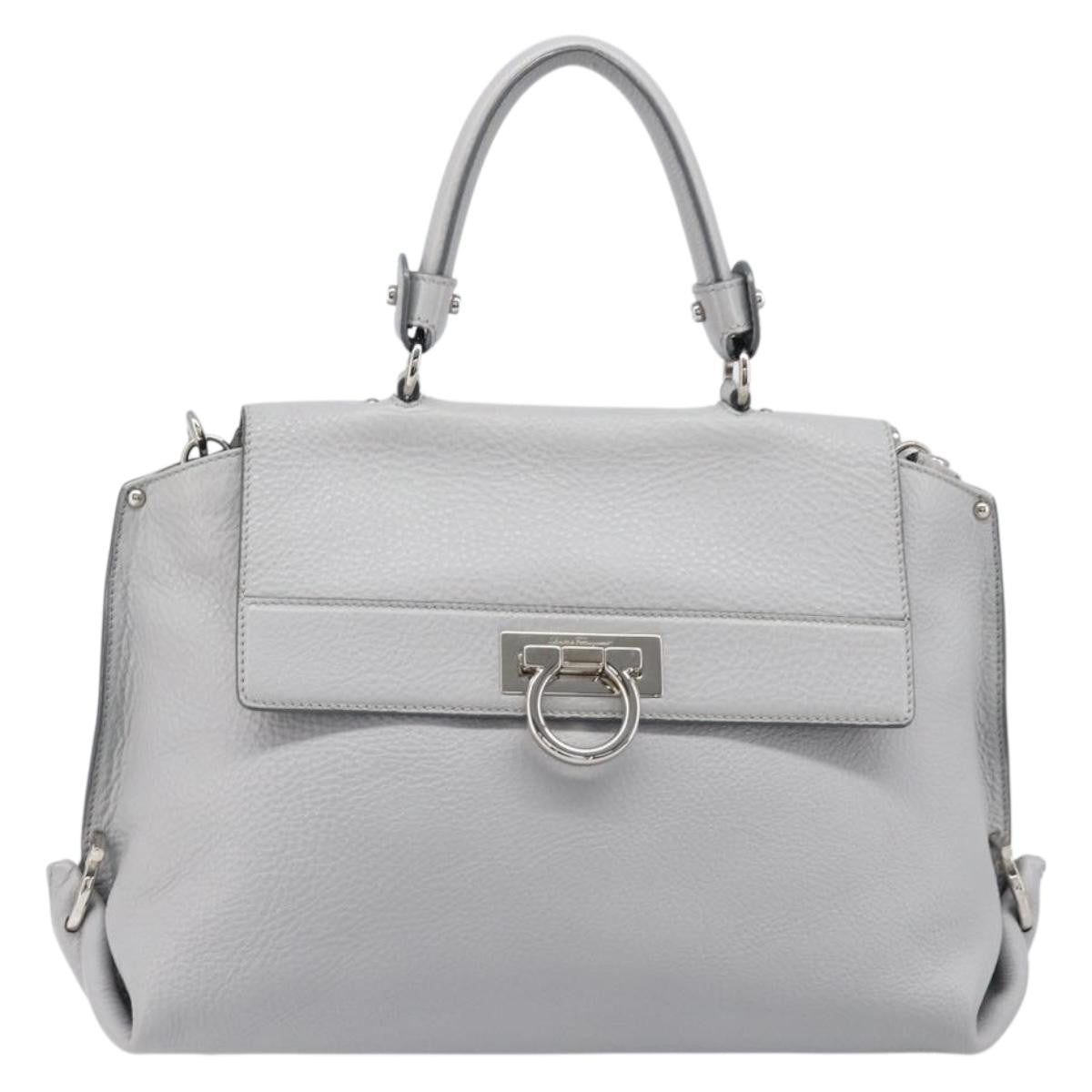 Salvatore Ferragamo Sofia Satchel Leather, Gray, Leather, Handbag