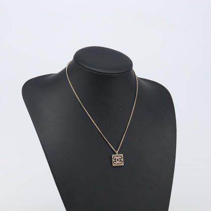 Chanel Square CC Pendant Metal, Gold, Metal, Necklace