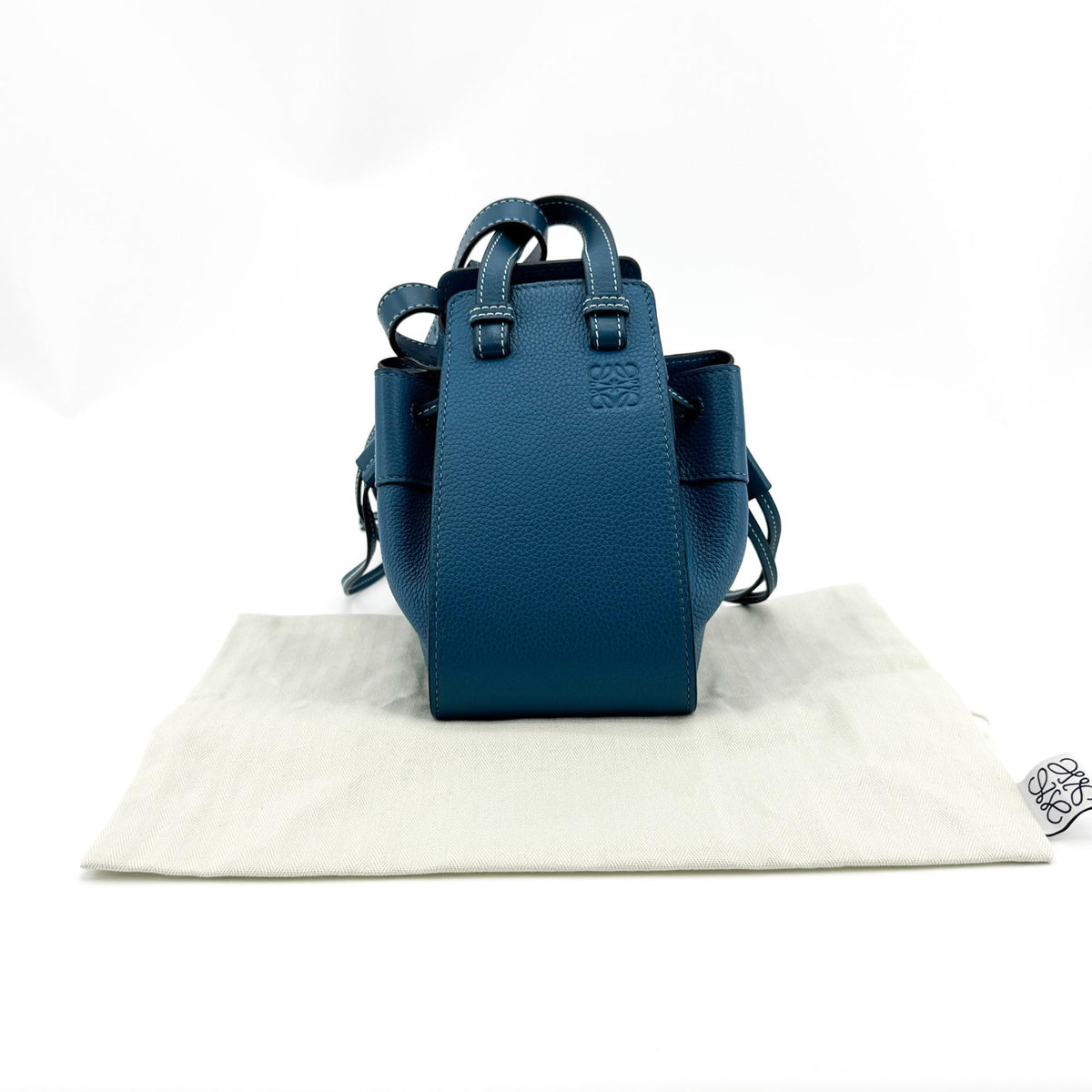 Loewe Hammock Leather, Blue, Leather, Handbag