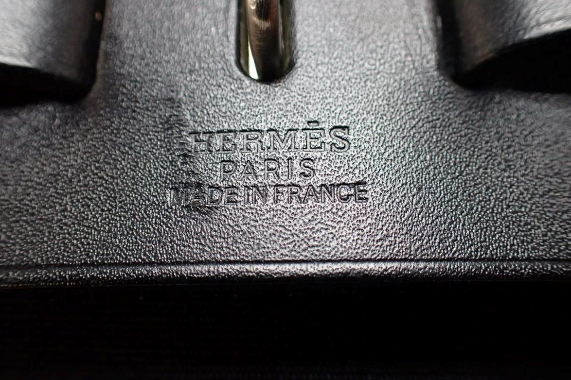 Hermes Herbag Zip Leather and Toile, BLACK, CANVAS, Handbag