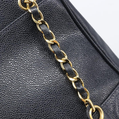Chanel Vintage Zipped Chain Caviar, Black, Leather, Tote Bag