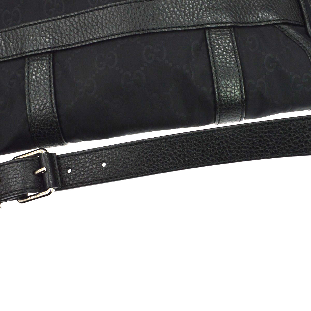Gucci Buckle Messenger GG Canvas, Black, Canvas, Handbag