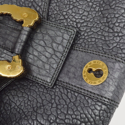 Bvlgari Leoni Top Handle Leather, Gray, Leather, Handbag