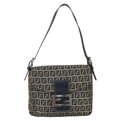 Fendi Zucchino Canvas Mamma Baguette canvas, NAVY, CANVAS, Handbag