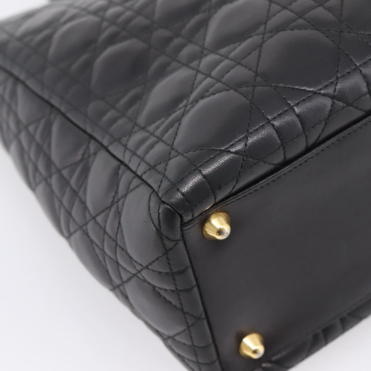 Christian Dior Vintage Lady Dior Cannage Quilt Lambskin, Black, Leather, Handbag