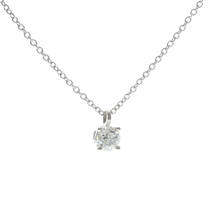 Tiffany & Co. Solitaire Pendant Platinum with Emerald Cut Diamond, Silver, Platinum, Necklace