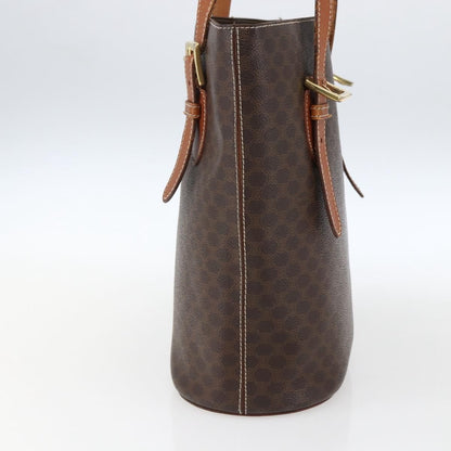 Celine Vintage Macadam Shopper Coated Canvas, Brown, Canvas, Tote Bag