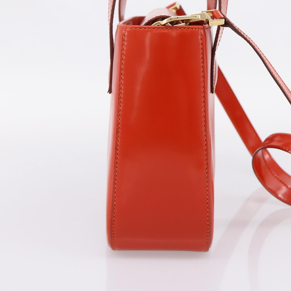 Celine Top Handle Leather, Orange, Leather, Handbag