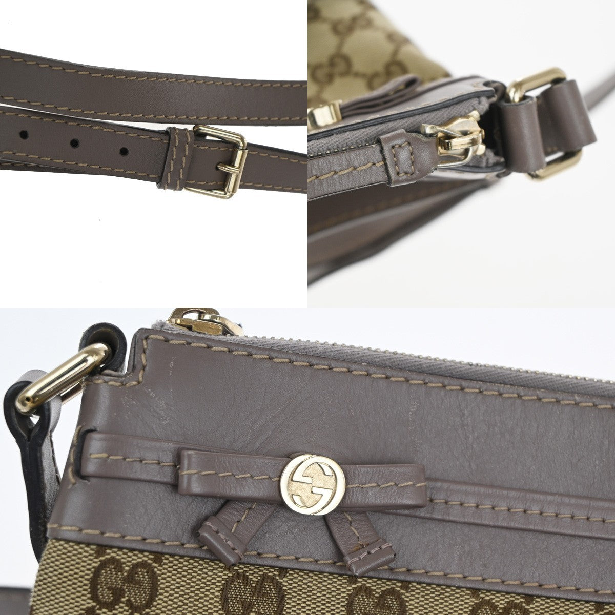 Gucci Mayfair Messenger GG Canvas and Leather, Beige, Canvas, Shoulder Bag