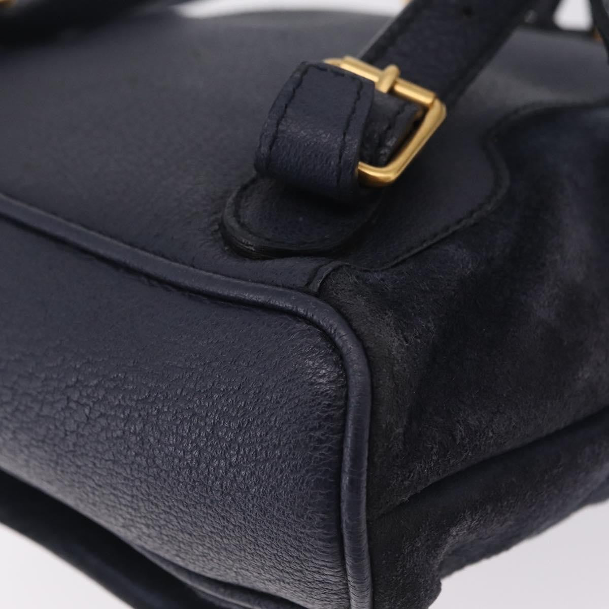 Gucci Vintage Bamboo Suede, Navy, Suede, Backpack