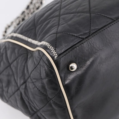 Chanel North South Mademoiselle Lock Quilted Leather, Black, Leather, Tote Bag