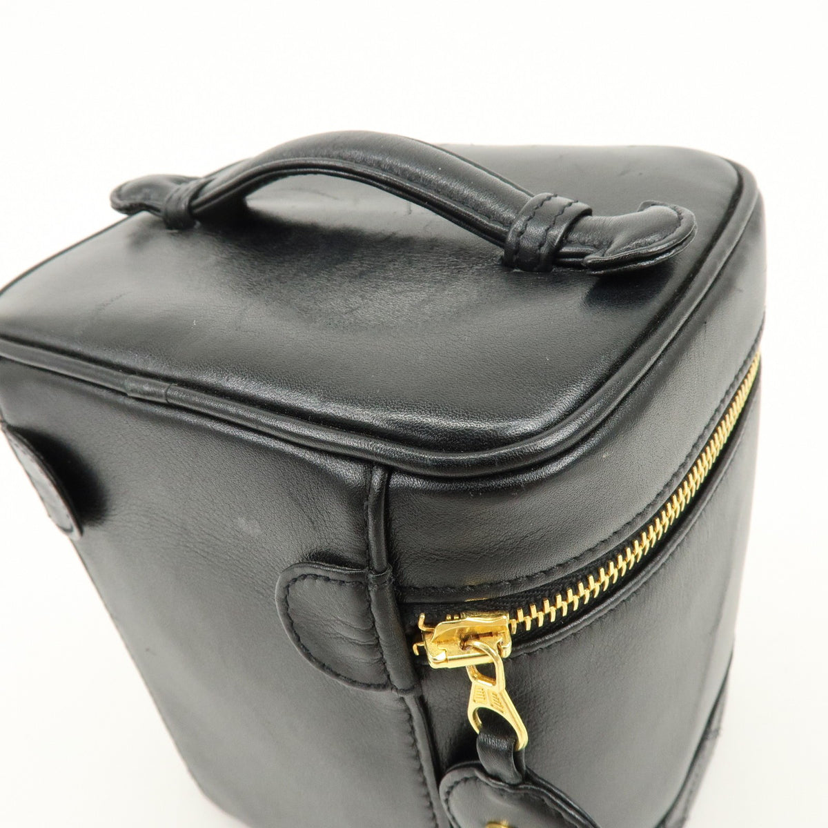Chanel Vintage Cosmetic Case Lambskin, Black, Leather, Clutch