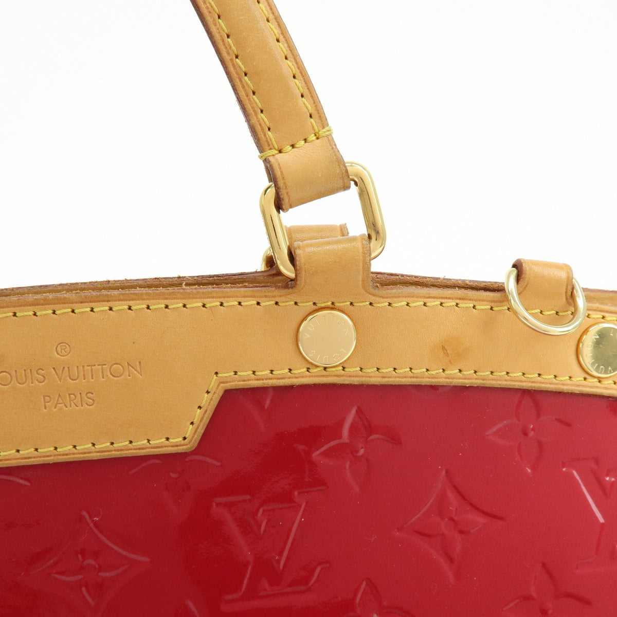 Louis Vuitton Brea Monogram Vernis, Red, Leather, Handbag