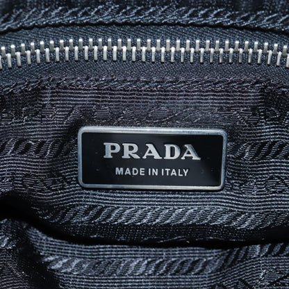 Prada Double Pocket Buckle Flap Tessuto and Leather, Black, Nylon, Handbag