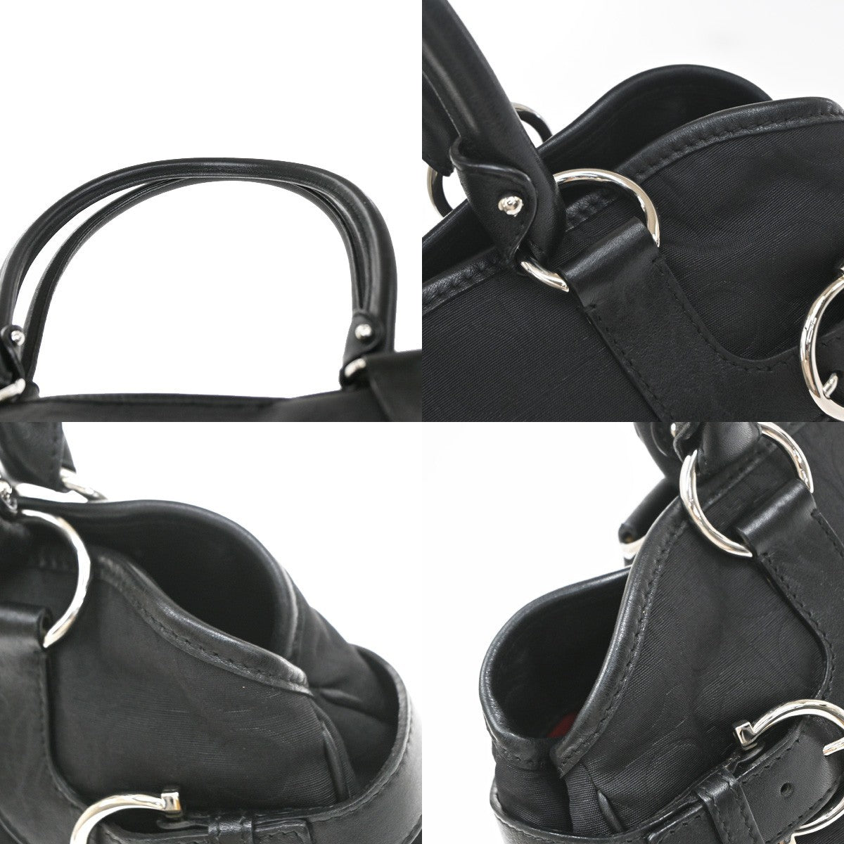 Salvatore Ferragamo Gancini Tote Canvas, Black, Canvas, Tote Bag