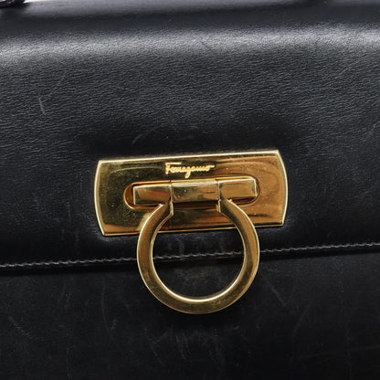 Salvatore Ferragamo Convertible Top Handle Leather, Black, Leather, Handbag