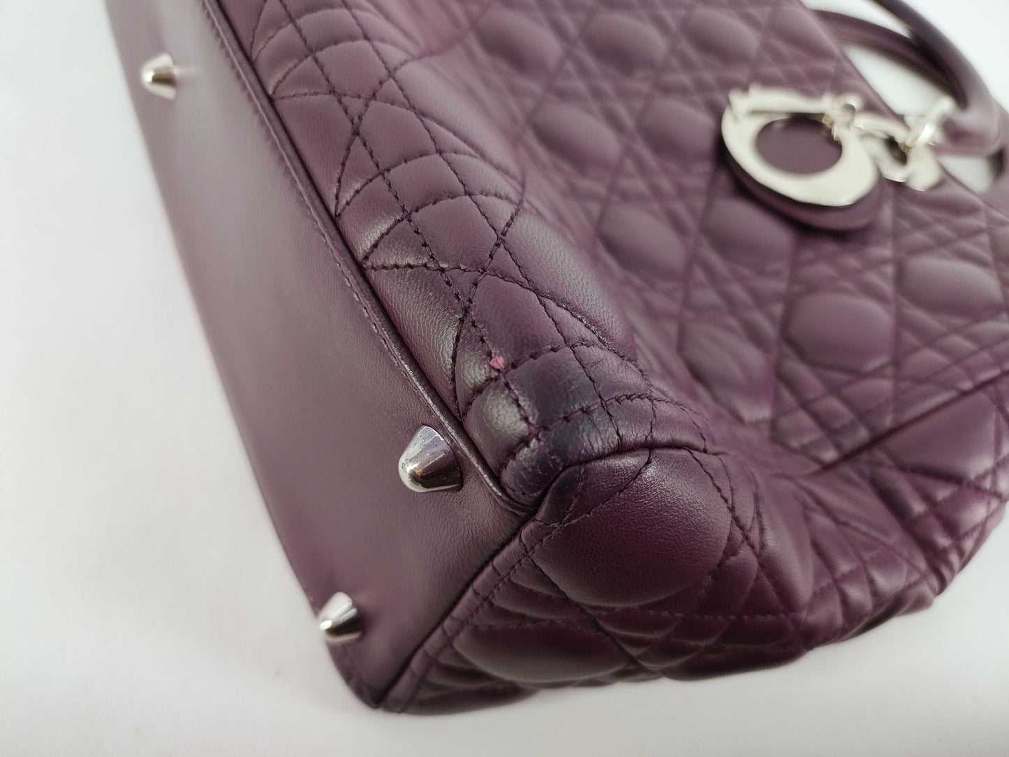 Christian Dior Saddle Handbag with Strap Leather, Purple, Leather, Handbag
