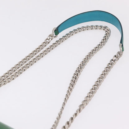 Prada Sound Chain Saffiano Leather, Green, Leather, Shoulder Bag