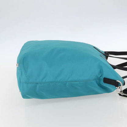 Prada Convertible Zip Tessuto, Turquoise, Nylon, Tote Bag