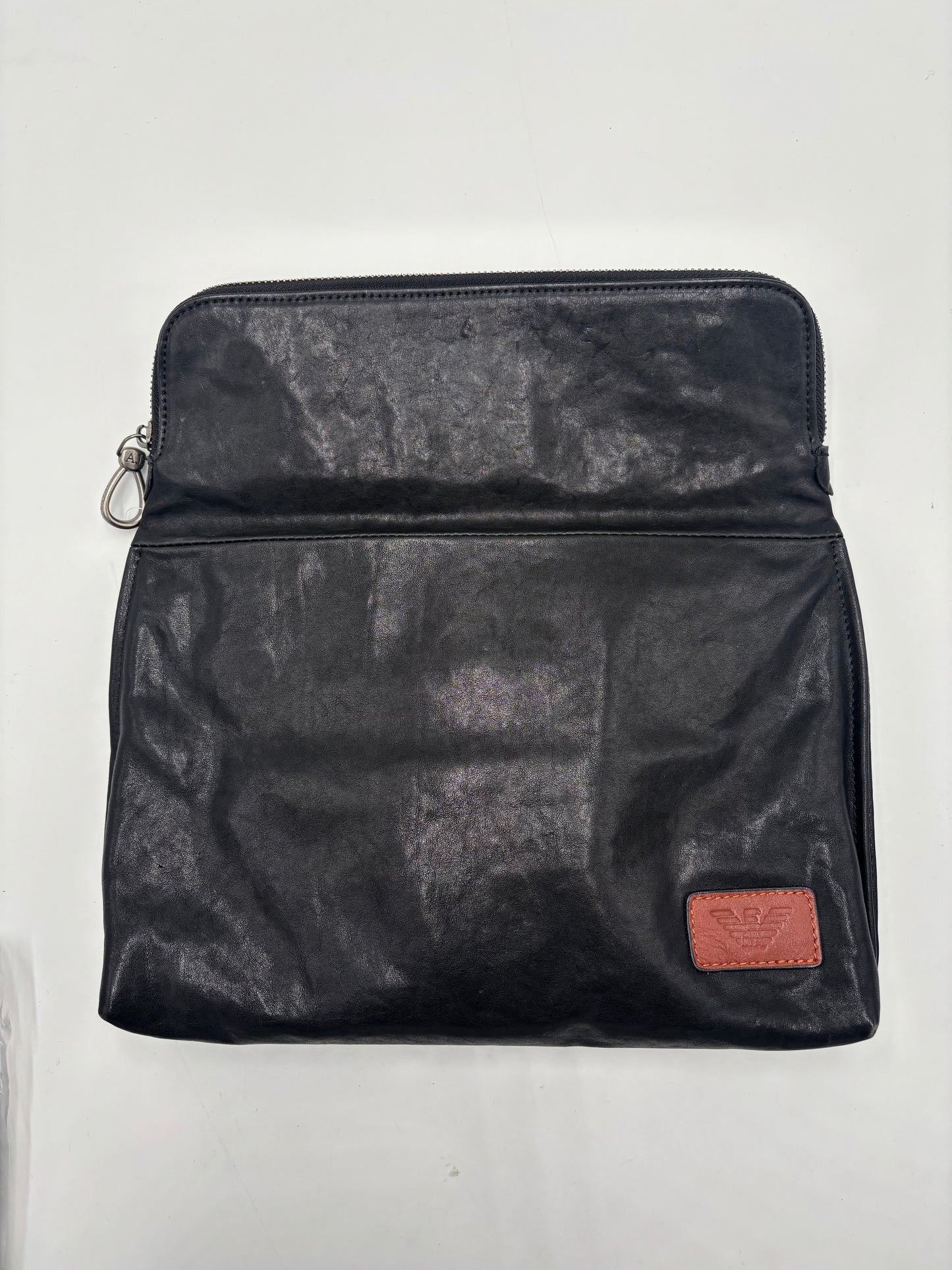 Giorgio Armani Sac bandoulière en cuir leather, BLACK, LEATHER, Shoulder bag
